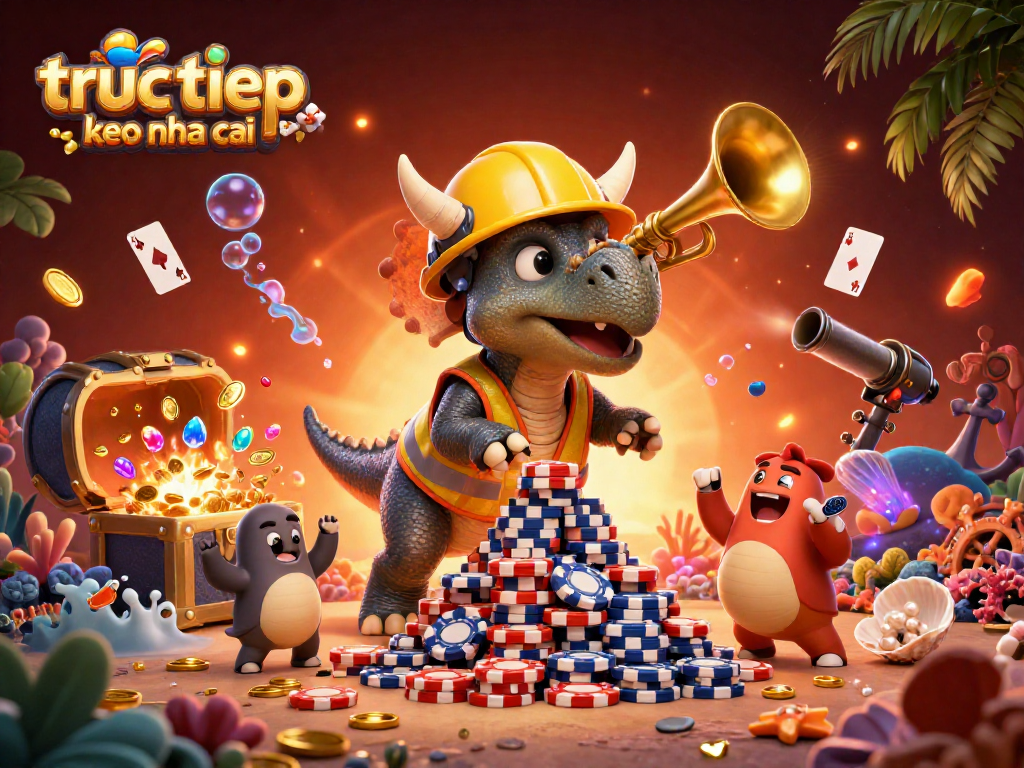 Engage with truc tiep keo nha cai in this vibrant 3D illustration depicting casino excitement.