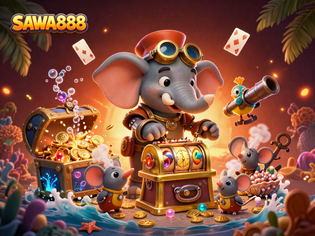 Experience thrilling gameplay with SAWA888 in a vibrant steampunk casino setting.