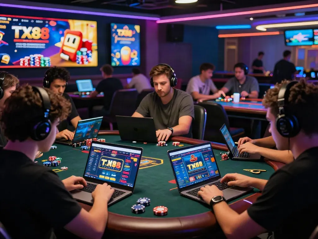 Players enjoying online games at TX88 website for thrilling gambling experiences.