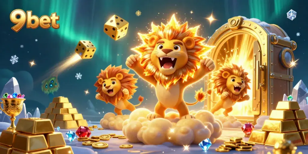 Win big with 9 bet in an exciting online casino illustration featuring rewards and lively characters.