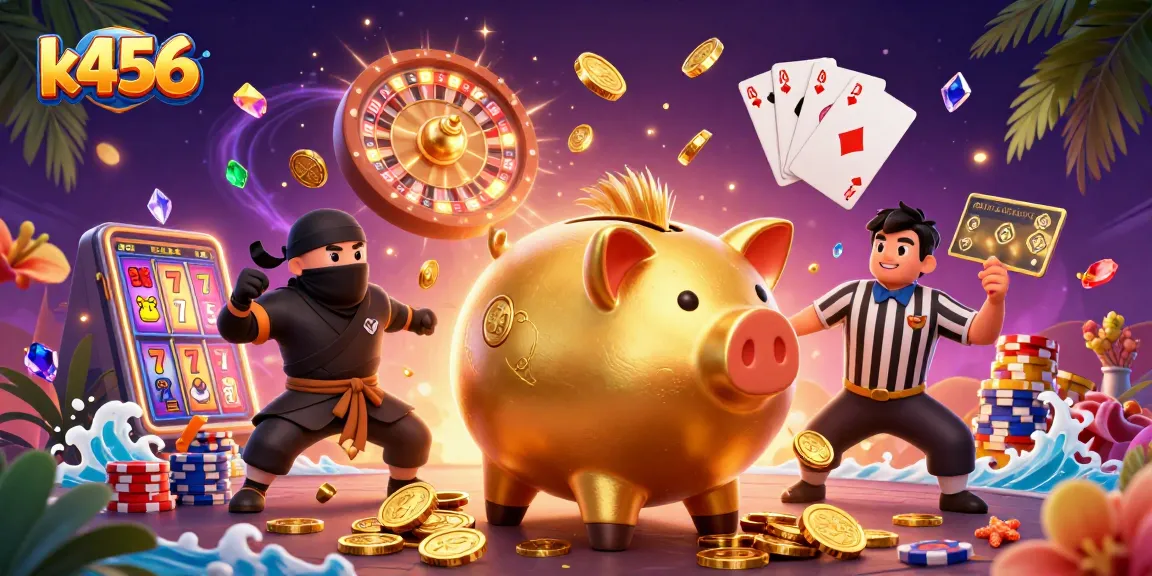 Atraia a sorte com k456 em um cassino digital vibrante e cheio de energia, com personagens únicos e muita ação!
