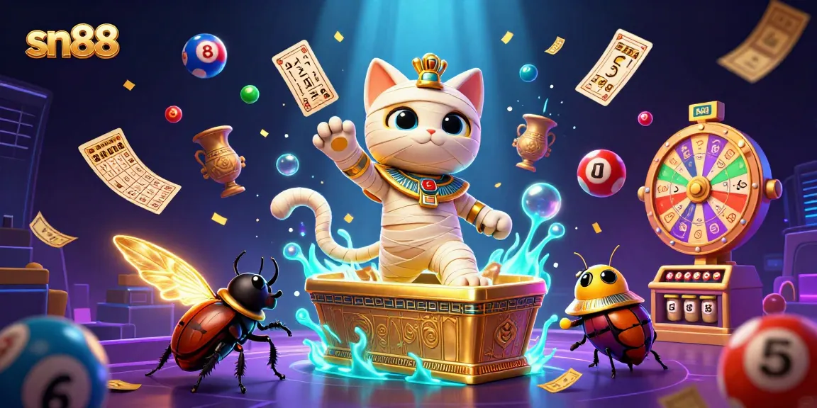 Engage with exciting sn88 gaming experiences featuring vibrant lottery elements and animated characters.