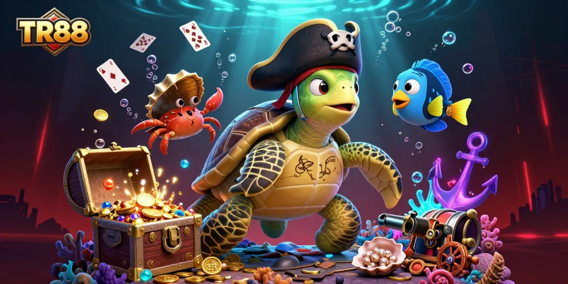 Join the excitement at TR88 with a lively underwater casino featuring treasures and playful sea creatures.