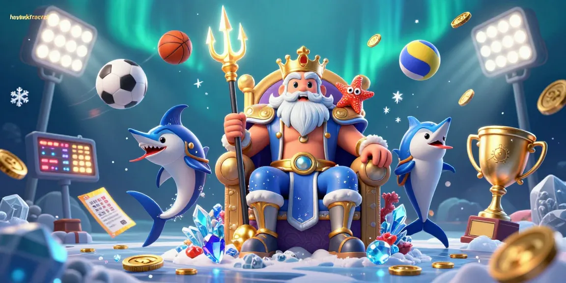 heylinkfreecredit showcases a vibrant casino scene with Neptune and dynamic sports elements for thrilling action.