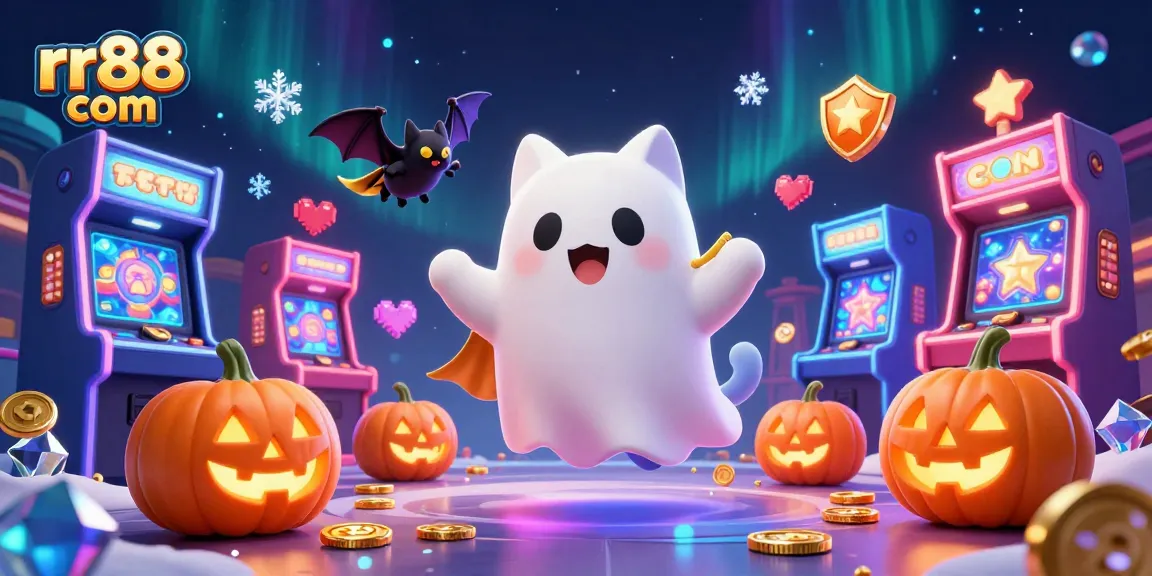 Engage with rr88 com at an animated casino featuring whimsical characters, jackpot symbols, and bright graphics.