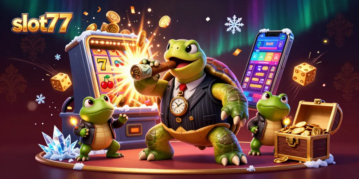 Experience thrilling jackpots with slot77 in a vibrant casino scene featuring animated characters and dynamic elements.