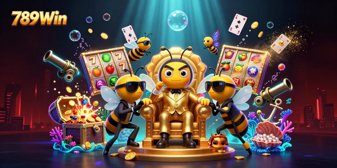 Experience thrilling casino action with 789Win featuring rich game elements in a vibrant illustration.