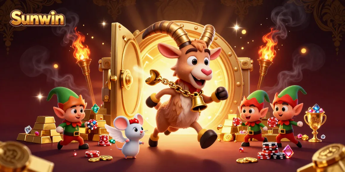Sunwin captivates players in a lively casino scene with unique characters and vibrant treasure, enhancing the gaming experience.