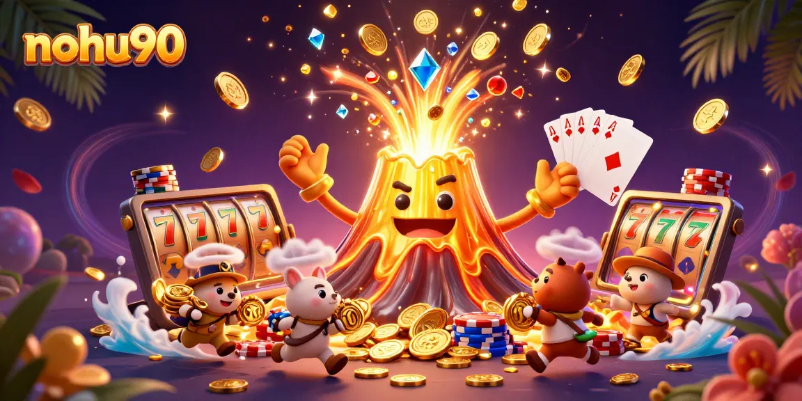 Experience thrilling wins with nohu90, featuring 3D animated characters and dynamic casino elements.