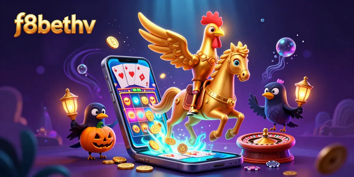 Engage with f8bethv’s thrilling gaming scene featuring a golden rooster in a vibrant casino.