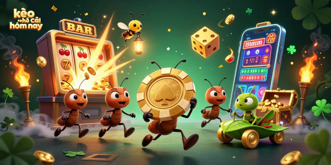 Experience winning strategies with kèo nhà cái hôm nay, capturing a heist of whimsical gambling elements featuring ants and luck.