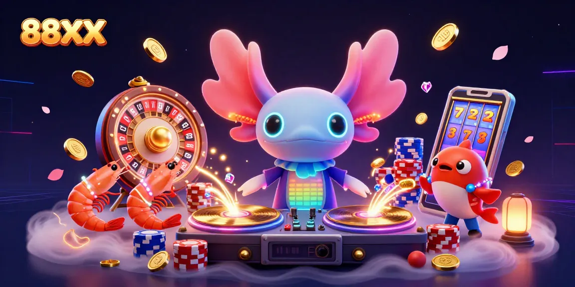 Engage with 88XX’s vibrant casino atmosphere featuring dynamic gaming elements and colorful characters.