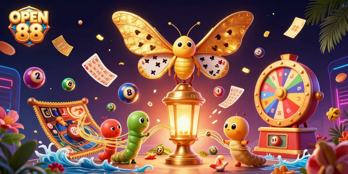 Play at OPEN 88 with vibrant lottery balls and golden symbols creating an engaging casino scene