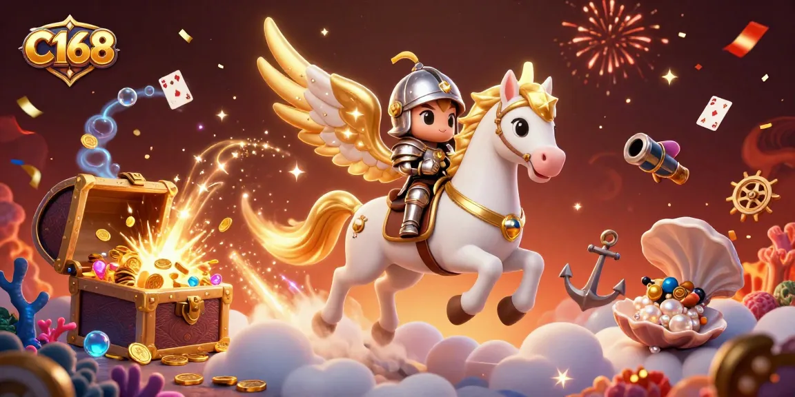 C168 brings players a thrilling adventure in a vibrant casino scene filled with treasures and games