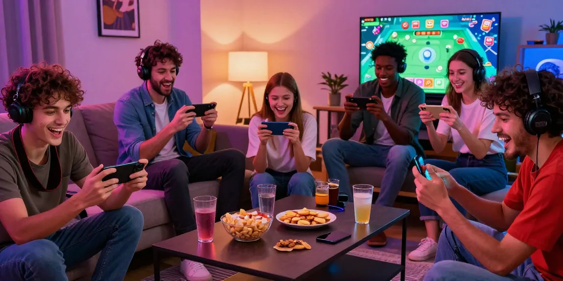 Players enjoying an online game with colorful visuals and lively atmosphere.