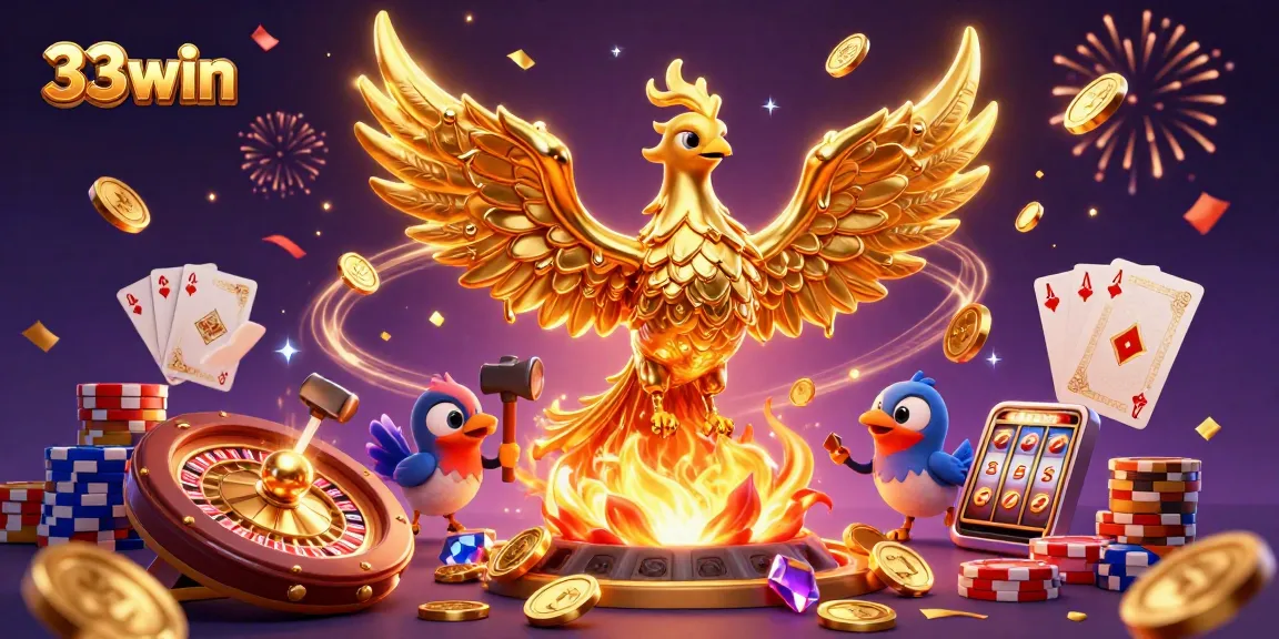 33win illuminates the thrill of winning with dazzling coins and dynamic 3D casino elements.