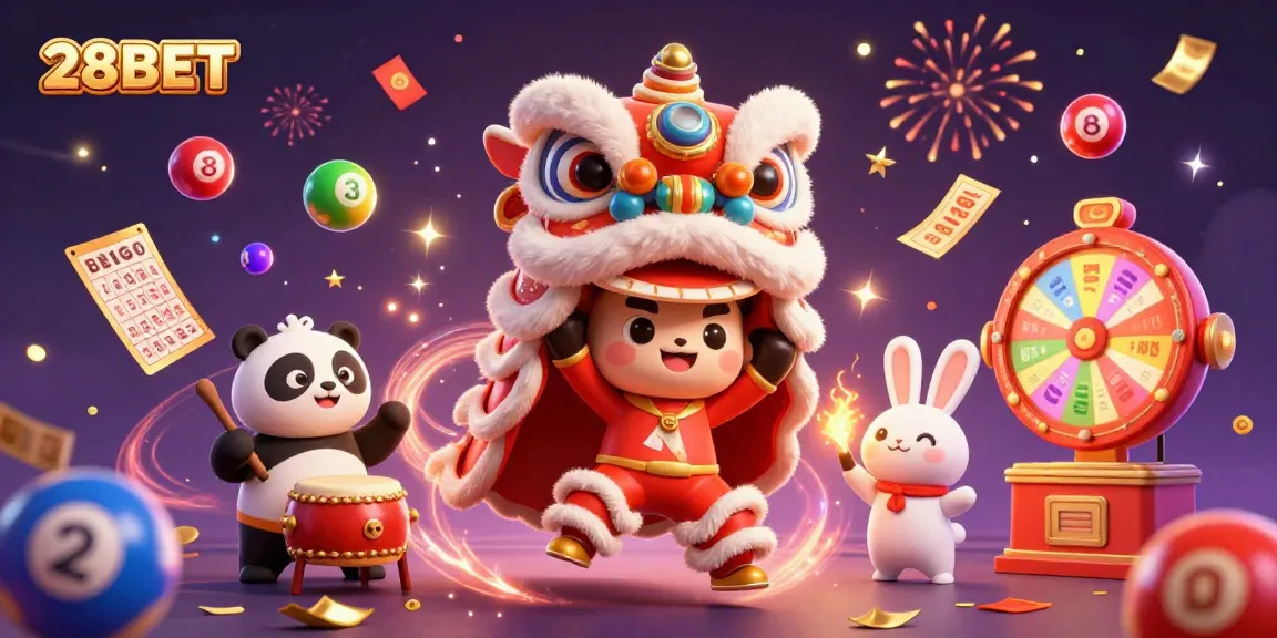 Experience the excitement of 28BET with vibrant casino illustrations, engaging action, and colorful game elements.