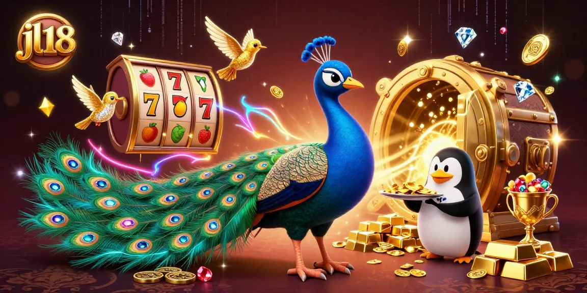 Experience thrilling slots and jackpot wins with jl18's vibrant casino scene full of gemstones and golden treasures.