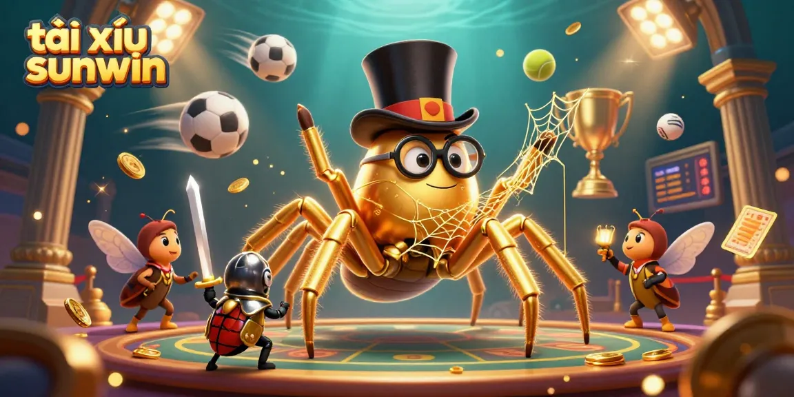 Explore tài xỉu sunwin with an energetic scene of a giant tarantula and a beetle knight.