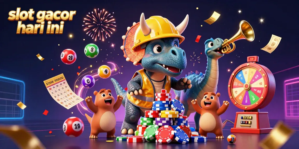 Experience thrilling gameplay with slot gacor hari ini celebrated by imaginative characters amidst vibrant casino elements.